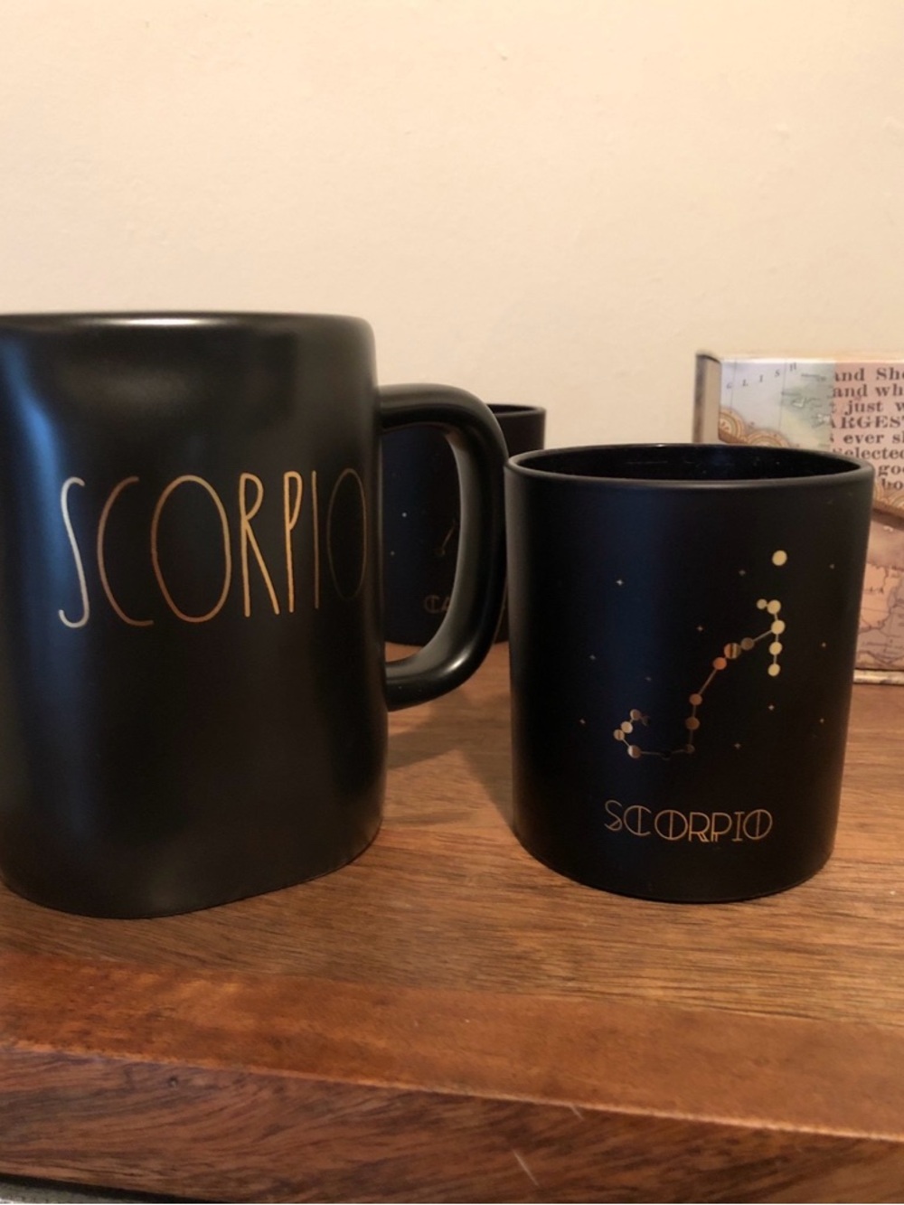 🖤Rae Dunn Black and Gold Scorpio Ceramic Mug and candle✨